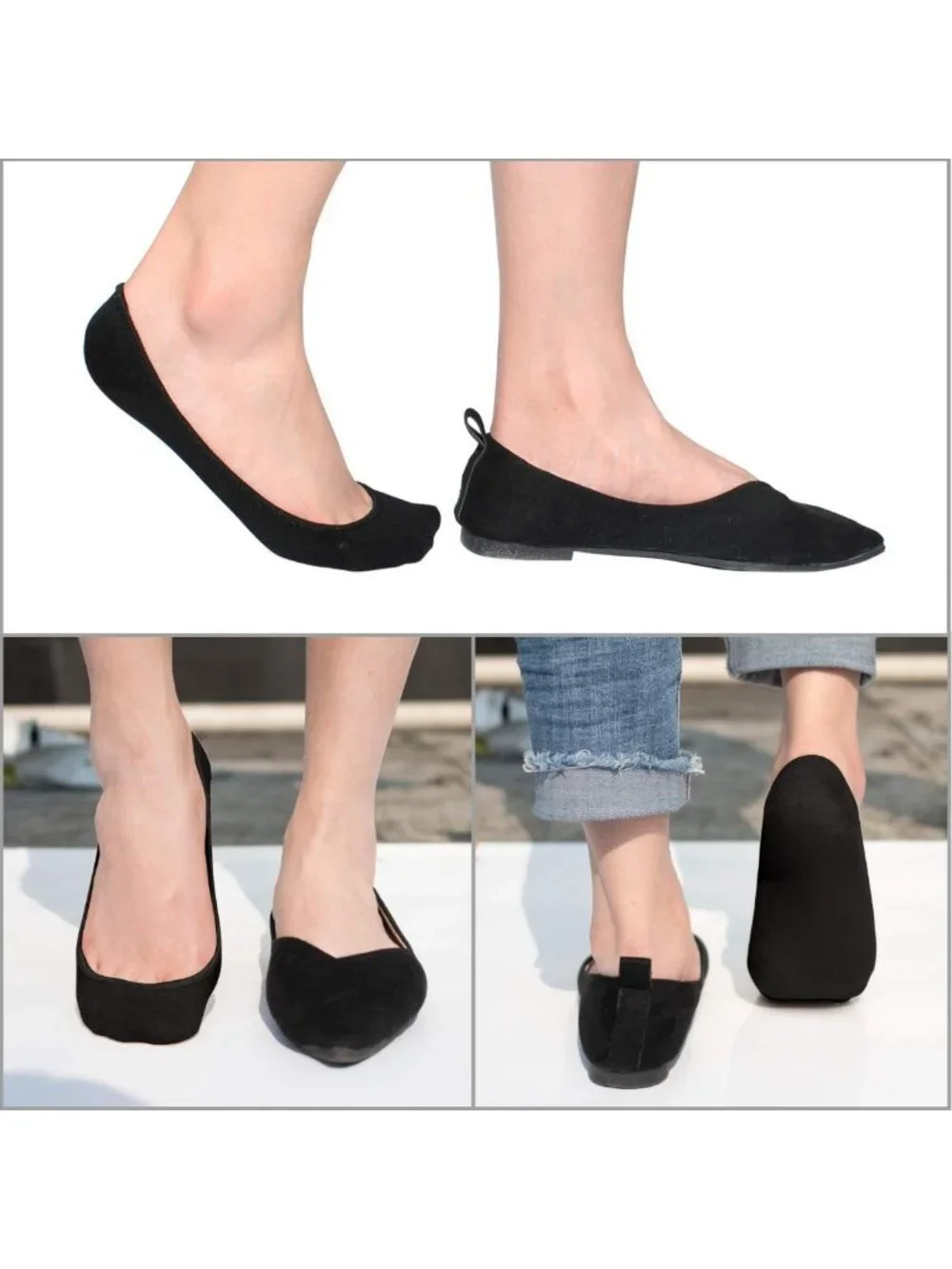 Non-Slip No Show Socks for Women | Invisible Low Cut Flats | Comfortable